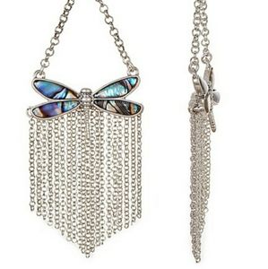 Lucky Brand Abalone & Silver Dragonfly Earrings